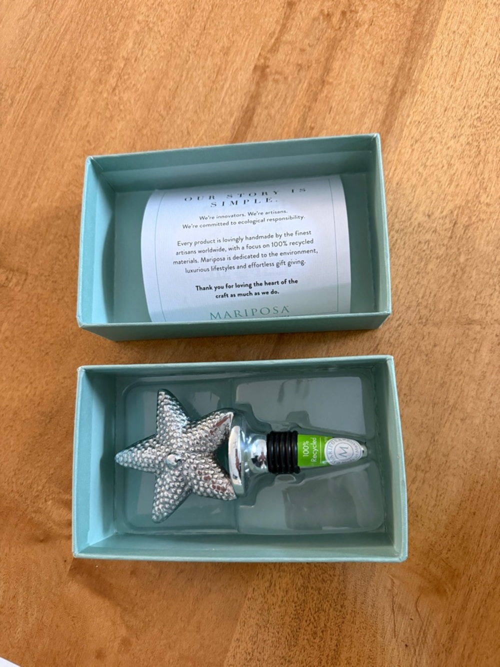 Mariposa silver starfish wine stopper New with Tags